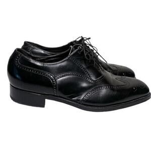 Florsheim Black Leather Wingtip Lace Up Dress Oxfords Shoes Royal Men's 8.5